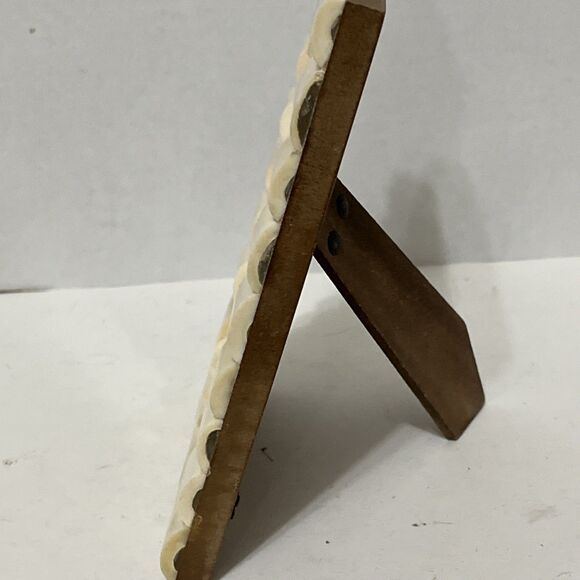 Beautiful Ihi Picture Frame White Tile And Wood Boho Chic 4x6 Minimalist - Picture 5 of 5